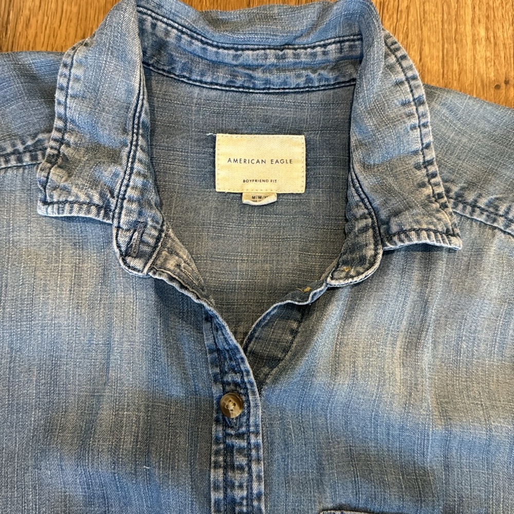 American Eagle Blue Button Up - image 2